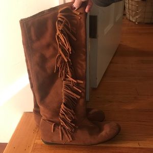 Suede knee high boots